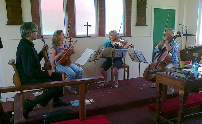 Image of the Ward Quartet rehearsing